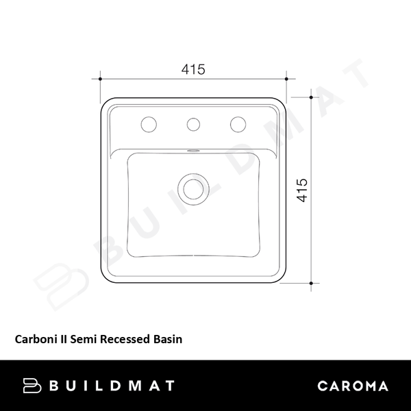 Caroma Carboni II Semi Recessed Basin 1 Taphole White