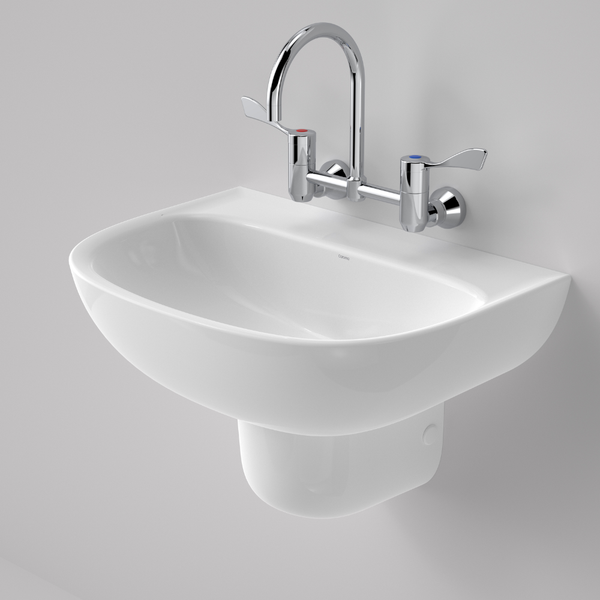 Caroma Care 600 Wall Basin (with GermGard) No Taphole White