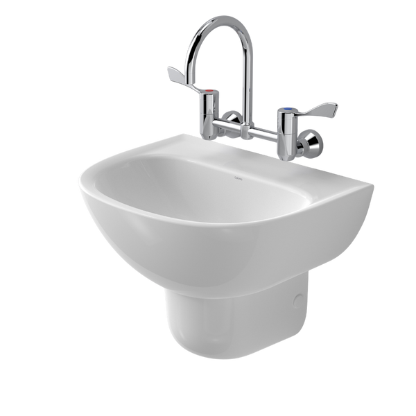 Caroma Care 500 Wall Basin (with GermGard) No Taphole White