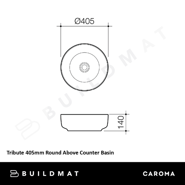 Caroma Tribute 405mm Round Above Counter Basin White
