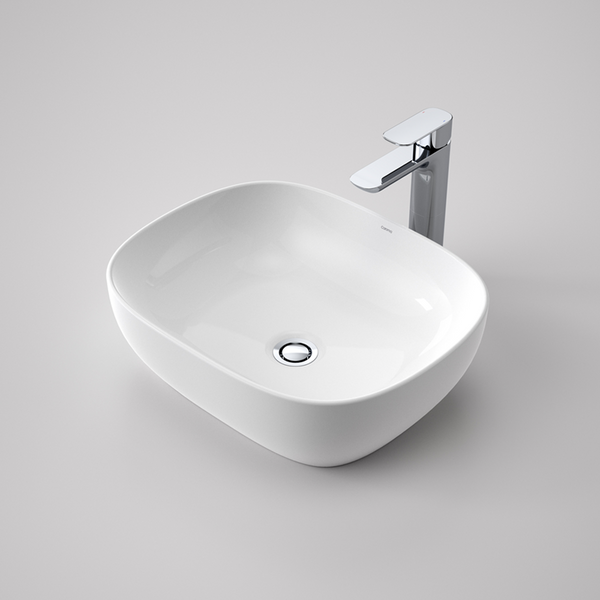 Caroma Tribute 480mm Curved Rectangle Above Counter Basin White