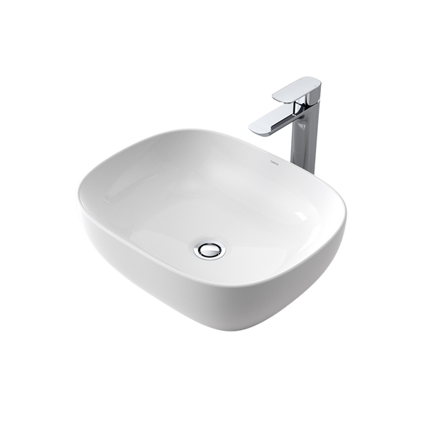 Caroma Tribute 480mm Curved Rectangle Above Counter Basin White