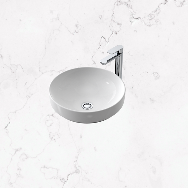 Caroma Tribute Round 405mm Inset Basin No Tap Hole White