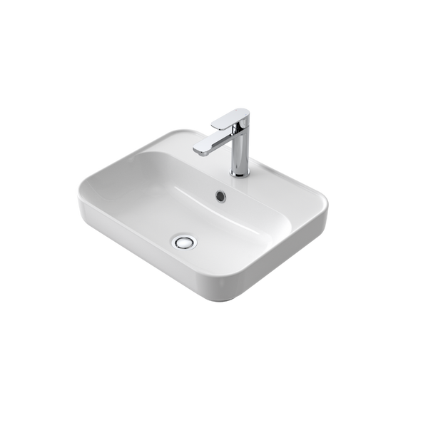 Caroma Tribute Rectangle 500 Inset Basin 1 Taphole with Overflow White