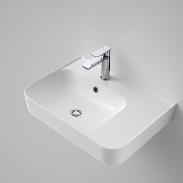 Caroma Tribute Rectangle 600 Right Hand Shelf Wall Basin 1 Taphole with Overflow White