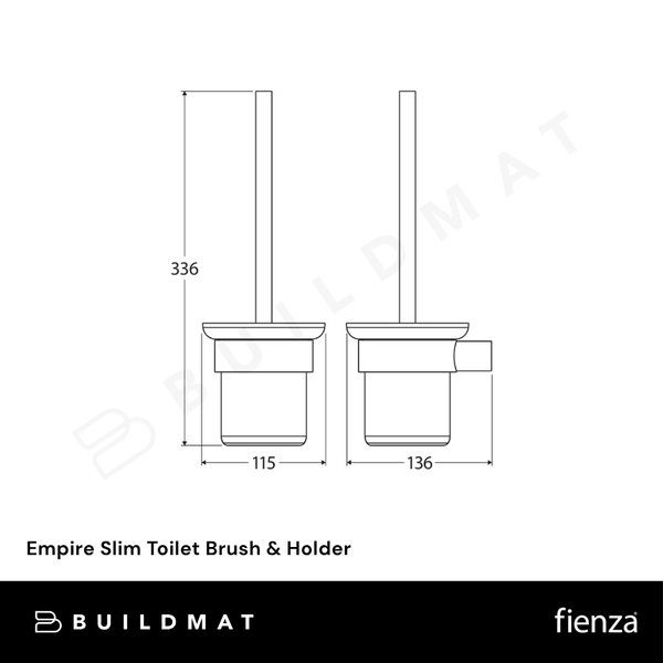 Fienza Empire Slim Toilet Brush & Holder Gunmetal