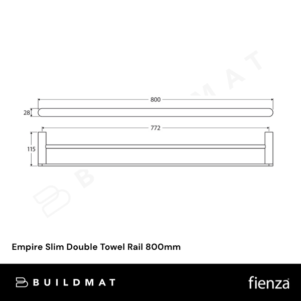 Fienza Empire Slim Double Towel Rail 800mm Chrome