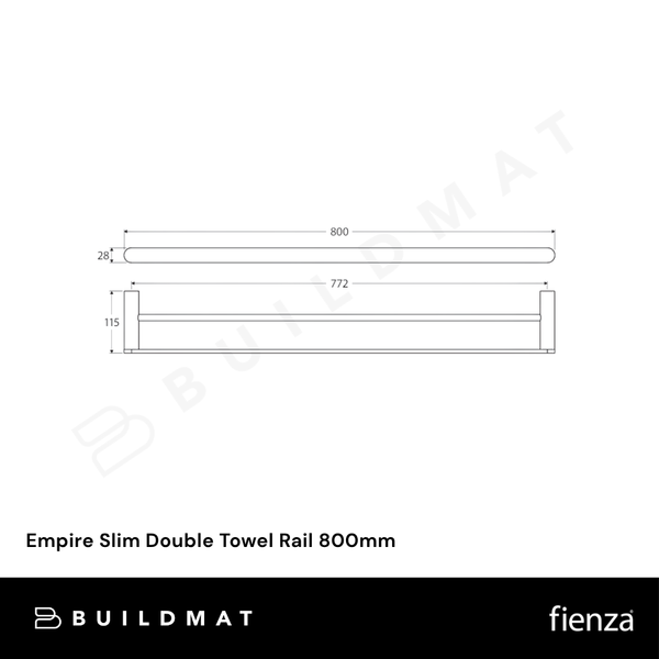 Fienza Empire Slim Double Towel Rail 800mm Gunmetal