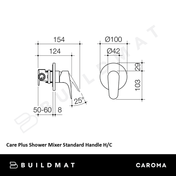 Caroma Care Plus Shower Mixer Standard Handle H/C Chrome