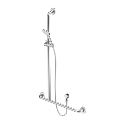 Caroma Care Support Shower Set with Inverted T Rail Left Hand Side Chrome