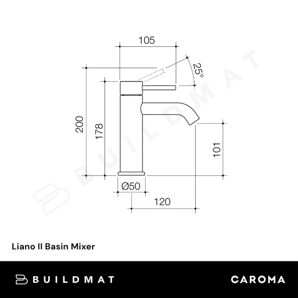 Caroma Liano II Basin Mixer Lead Free Brushed Nickel