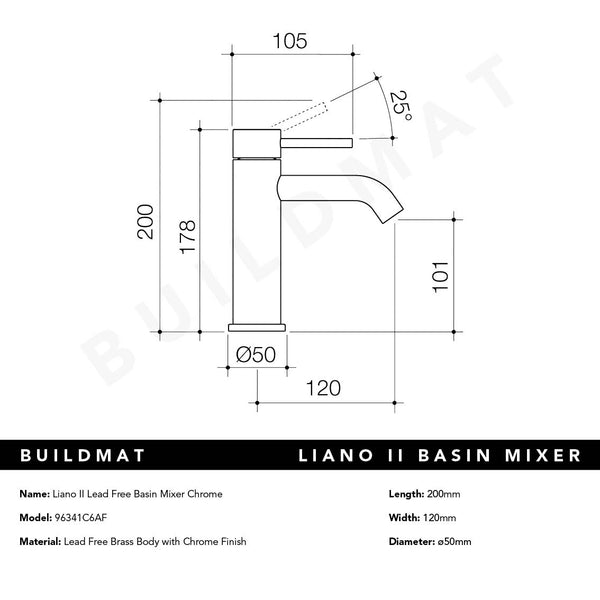 Caroma Liano II Lead Free Basin Mixer Chrome