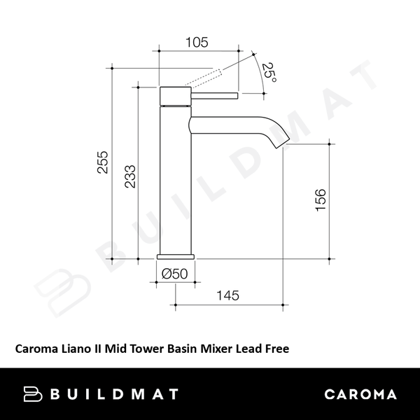 Caroma Liano II Mid Tower Basin Mixer Brushed Bronze Lead Free