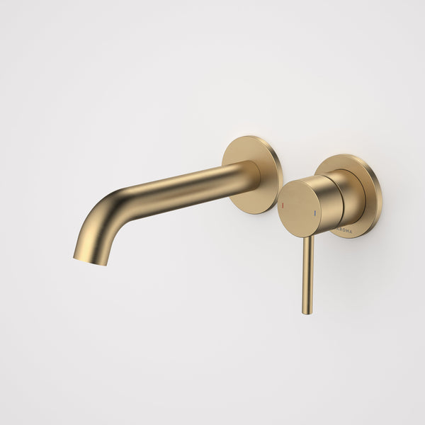 Caroma Liano II 175mm Wall Basin/Bath Mixer and Outlet Brushed Brass