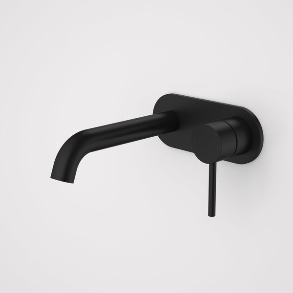 Caroma Liano II 175mm Wall Basin/Bath Mixer and Outlet Rounded Plate Matte Black Lead Free