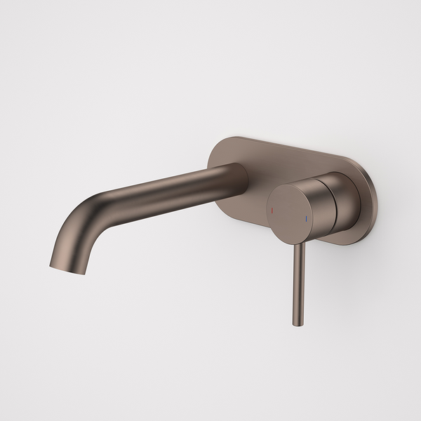 Caroma Liano II 175mm Wall Basin/Bath Mixer and Outlet Rounded Plate Brushed Bronze Lead Free
