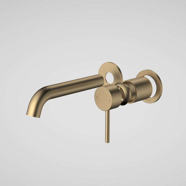 Caroma Liano II 175mm Wall Basin/Bath Mixer (Trim Kit Only) Round Cover Plates Brushed Brass Lead Free