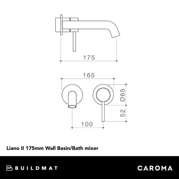 Caroma Liano II 175mm Wall Basin/Bath Mixer (Trim Kit Only) Round Cover Plates Chrome Lead Free