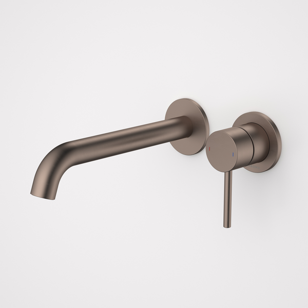 Caroma Liano II 210mm Wall Basin/Bath Mixer and Outlet Brushed Bronze Lead Free