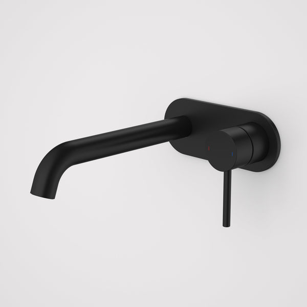 Caroma Liano II 210mm Wall Basin/Bath Mixer and Outlet Rounded Plate Matte Black Lead Free