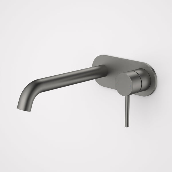 Caroma Liano II 210mm Wall Basin/Bath Mixer and Outlet Rounded Plate Gunmetal Lead Free