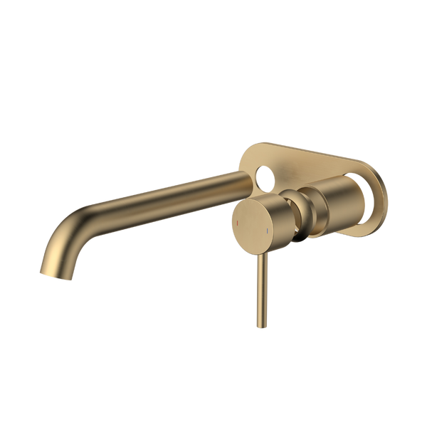 Caroma Liano II 210mm Wall Basin/Bath Mixer (Trim Kit Only) Round Cover Plates Brushed Brass Lead Free