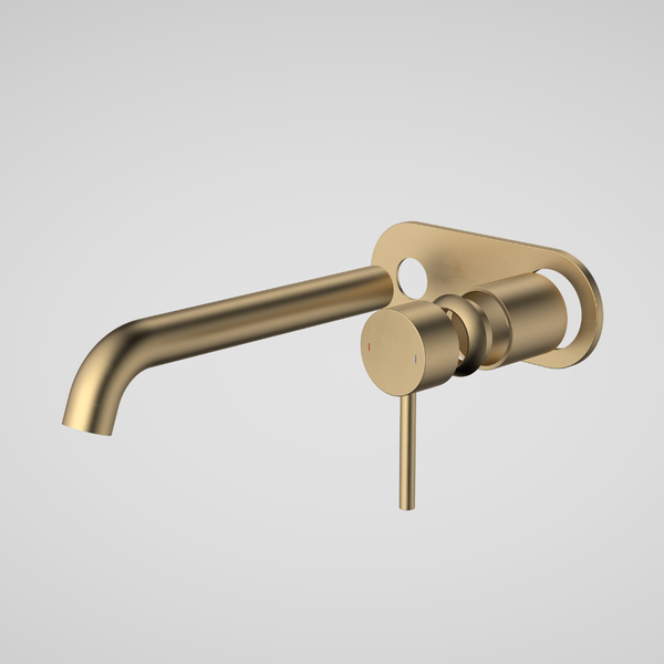 Caroma Liano II 210mm Wall Basin/Bath Mixer (Trim Kit Only) Round Cover Plates Brushed Brass Lead Free