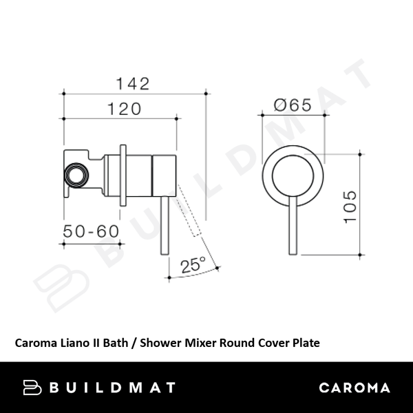 Caroma Liano II Bath / Shower Mixer Round Cover Plate Brushed Bronze