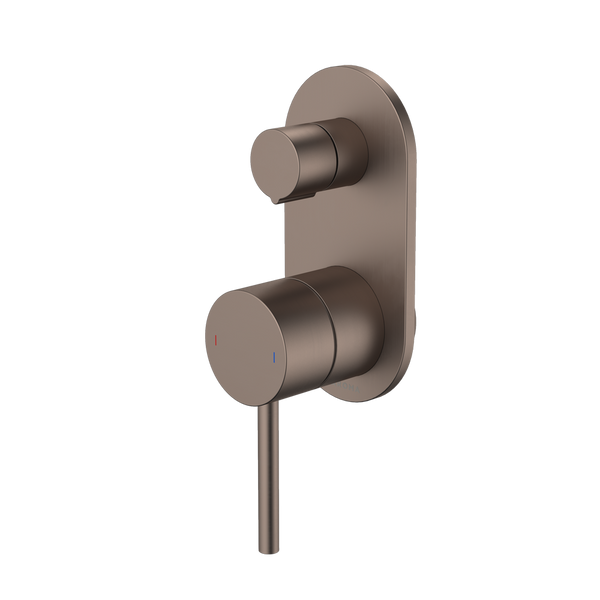 Caroma Liano II Bath / Shower Mixer With Diverter and Outlet Rounded Plate Brushed Bronze
