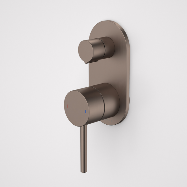 Caroma Liano II Bath / Shower Mixer With Diverter and Outlet Rounded Plate Brushed Bronze