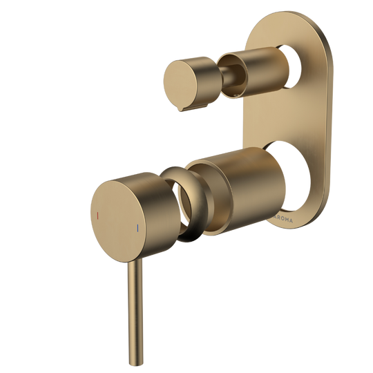 Liano II Bath/Shower Mixer with Diverter (Trim Kit) Rounded Cover Plate Brushed Brass
