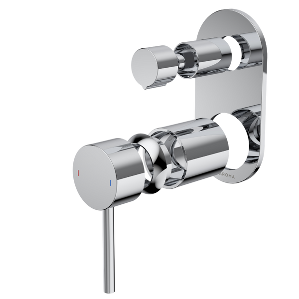 Caroma Liano II Bath/Shower Mixer with Diverter (Trim Kit) Rounded Cover Plate Chrome