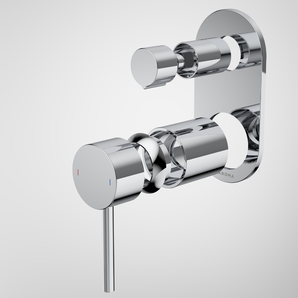 Caroma Liano II Bath/Shower Mixer with Diverter (Trim Kit) Rounded Cover Plate Chrome