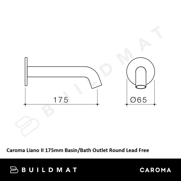 Caroma Liano II 175mm Basin/Bath Outlet Round Brushed Bronze Lead Free