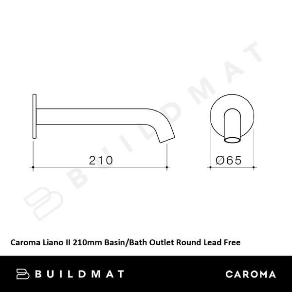 Caroma Liano II 210mm Basin/Bath Outlet Round Brushed Bronze Lead Free
