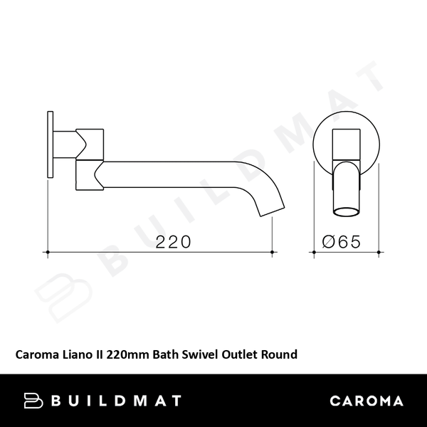 Caroma Liano II 220mm Bath Swivel Outlet Round Brushed Bronze