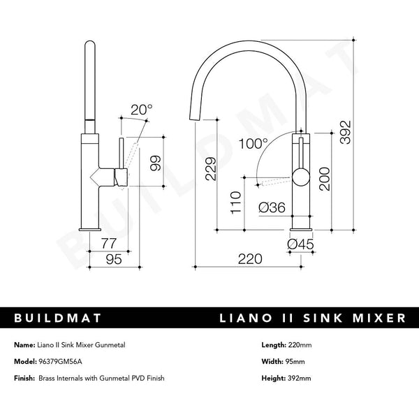 Caroma Liano II Sink Mixer Gunmetal