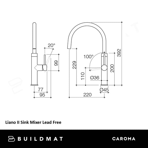 Caroma Liano II Sink Mixer Gunmetal Lead Free