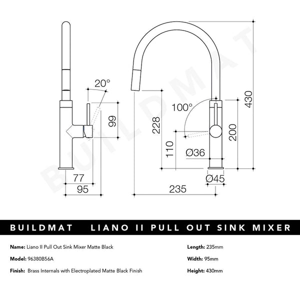 Caroma Liano II Pull Out Sink Mixer Matte Black