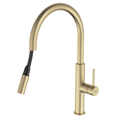 Caroma Liano II Pull Out Sink Mixer Brushed Brass Lead Free
