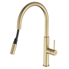 Caroma Liano II Pull Out Sink Mixer Brushed Brass Lead Free