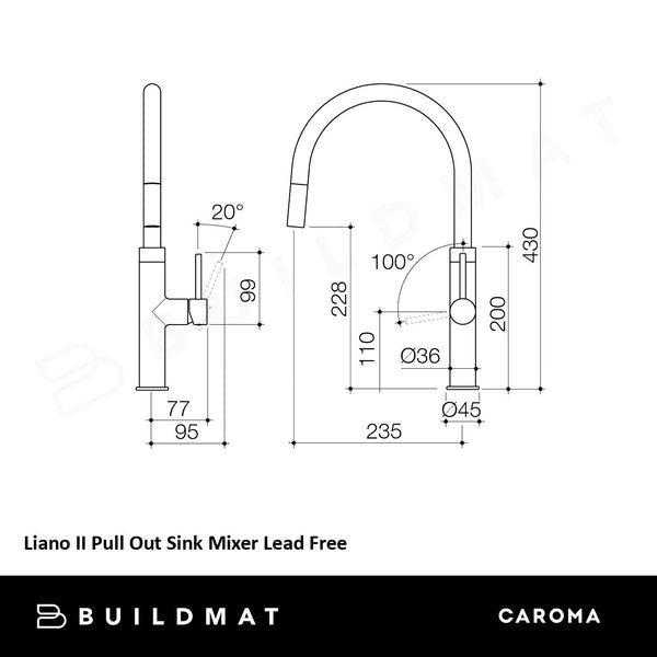 Caroma Liano II Pull Out Sink Mixer Chrome Lead Free