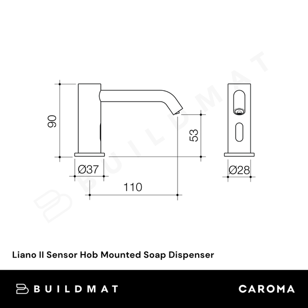 Caroma Liano II Sensor Hob Mounted Soap Dispenser Gunmetal