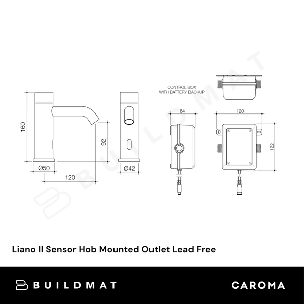 Caroma Liano II Sensor Hob Mounted Outlet Brushed Nickel Lead Free
