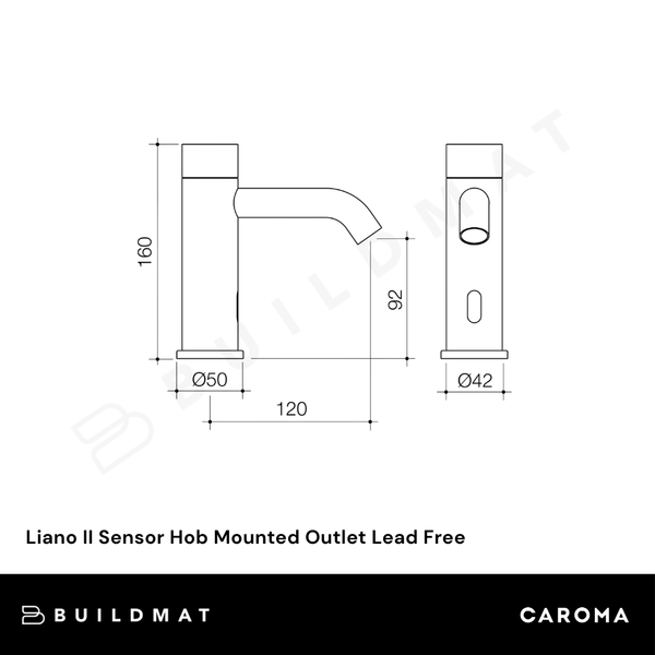 Caroma Liano II Sensor Hob Mounted Outlet Lead Free Gunmetal