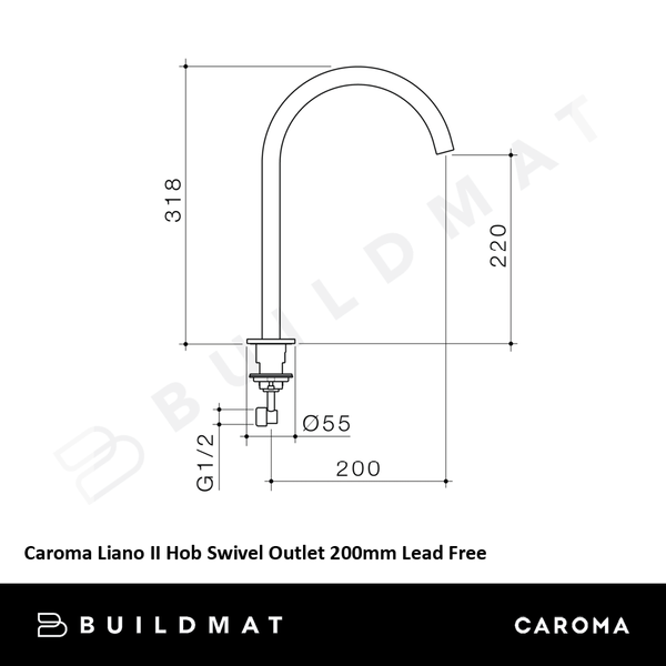 Caroma Liano II Hob Swivel Outlet 200mm Brushed Bronze Lead Free