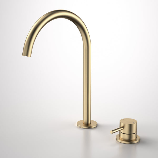 Caroma Liano II Hob Basin/Sink Mixer Set 200mm Brushed Brass