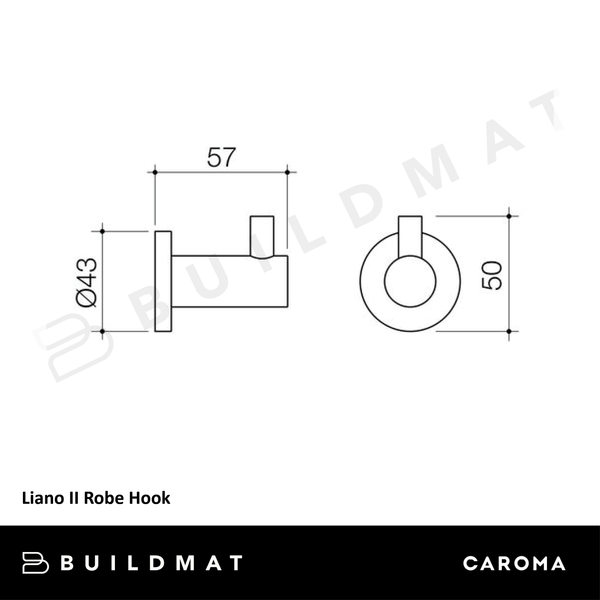 Caroma Liano II Robe Hook Brushed Nickel