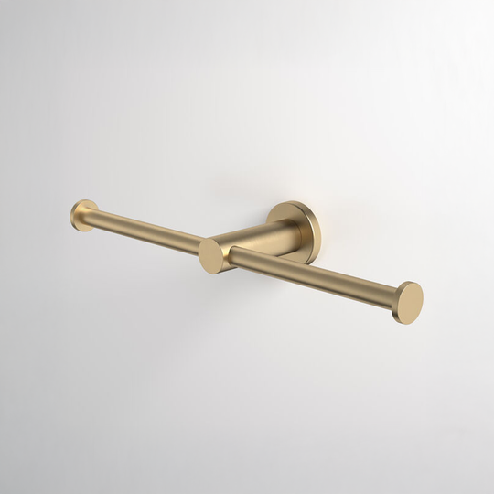 Liano II Double Toilet Roll Holder Brushed Brass