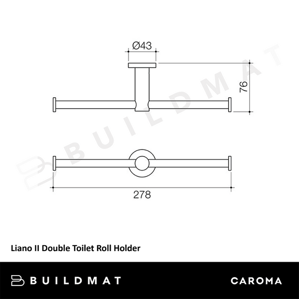 Caroma Liano II Double Toilet Roll Holder Brushed Brass